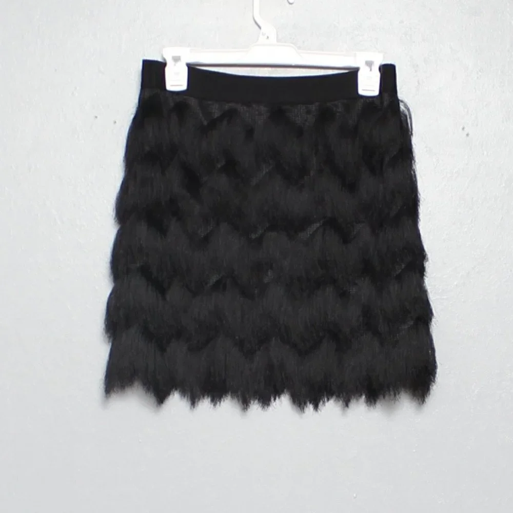 Studio M nwt black daphne fringe mini skirt